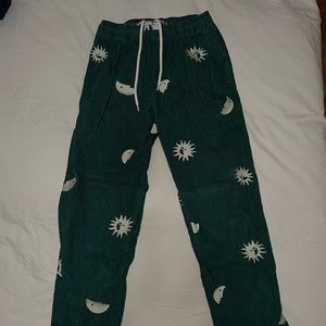 Urban Outfitters Embroidered Green Corduroy Pant